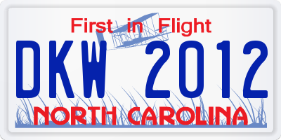 NC license plate DKW2012