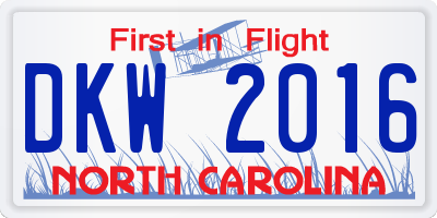 NC license plate DKW2016