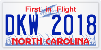 NC license plate DKW2018