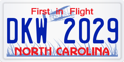 NC license plate DKW2029