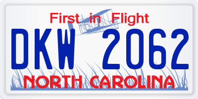 NC license plate DKW2062