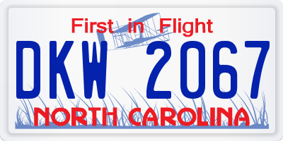 NC license plate DKW2067