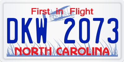 NC license plate DKW2073