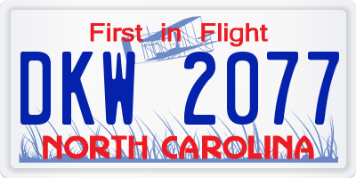 NC license plate DKW2077