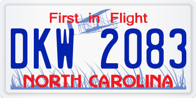 NC license plate DKW2083
