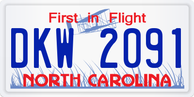 NC license plate DKW2091