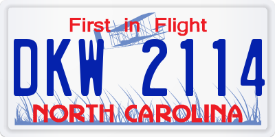 NC license plate DKW2114