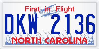 NC license plate DKW2136