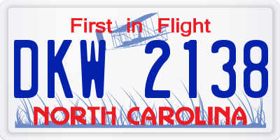 NC license plate DKW2138