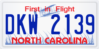 NC license plate DKW2139