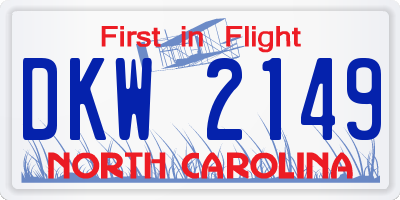 NC license plate DKW2149