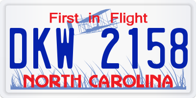NC license plate DKW2158
