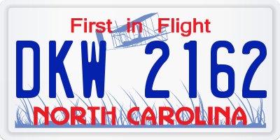 NC license plate DKW2162