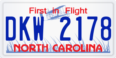 NC license plate DKW2178