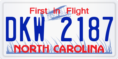 NC license plate DKW2187
