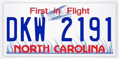 NC license plate DKW2191