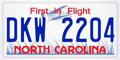NC license plate DKW2204