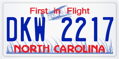NC license plate DKW2217