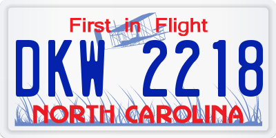 NC license plate DKW2218