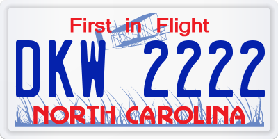 NC license plate DKW2222