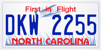 NC license plate DKW2255