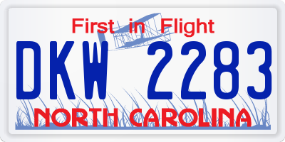 NC license plate DKW2283
