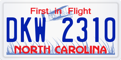 NC license plate DKW2310