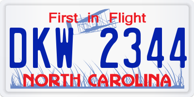 NC license plate DKW2344