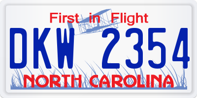 NC license plate DKW2354