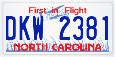 NC license plate DKW2381