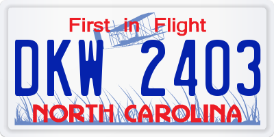 NC license plate DKW2403