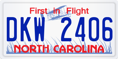 NC license plate DKW2406