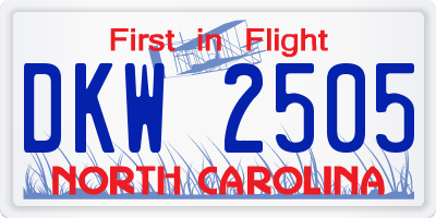 NC license plate DKW2505