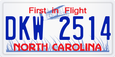 NC license plate DKW2514