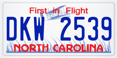 NC license plate DKW2539