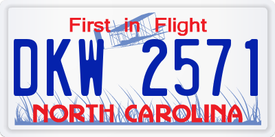 NC license plate DKW2571