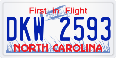 NC license plate DKW2593