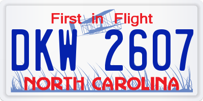 NC license plate DKW2607