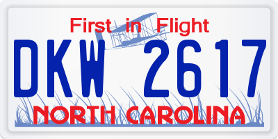 NC license plate DKW2617