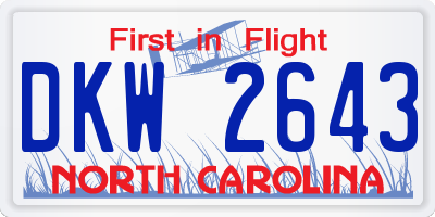 NC license plate DKW2643