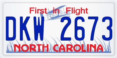 NC license plate DKW2673