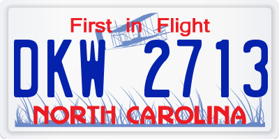 NC license plate DKW2713
