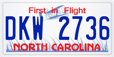 NC license plate DKW2736