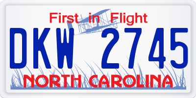 NC license plate DKW2745