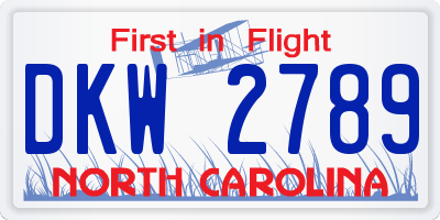 NC license plate DKW2789