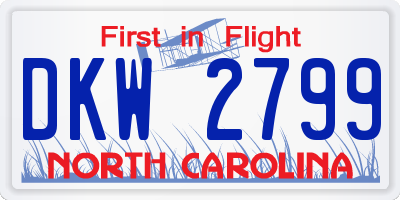 NC license plate DKW2799