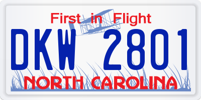 NC license plate DKW2801