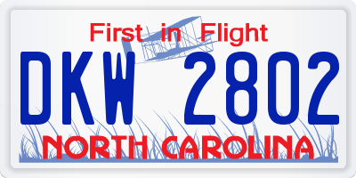 NC license plate DKW2802