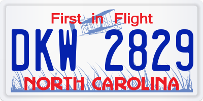 NC license plate DKW2829