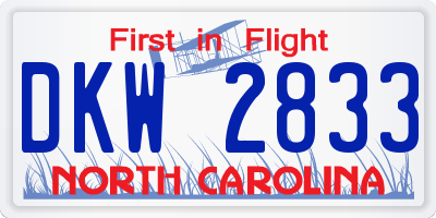 NC license plate DKW2833